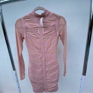 Y2K Windsor Pink Mauve Sheer Bodycon Dress Size XS